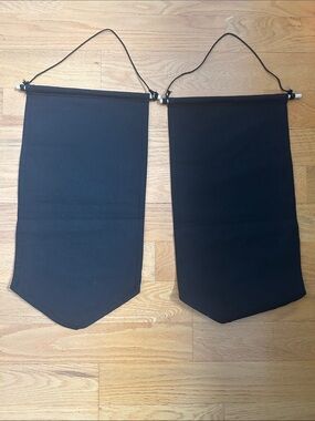 Set of Two Black Hanging Fabric Banners